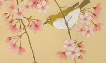 桜にメジロ　部分